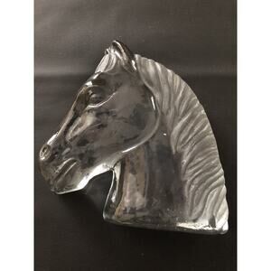 handmade clear and frost crystal horse head figurine paperweight 6 inch